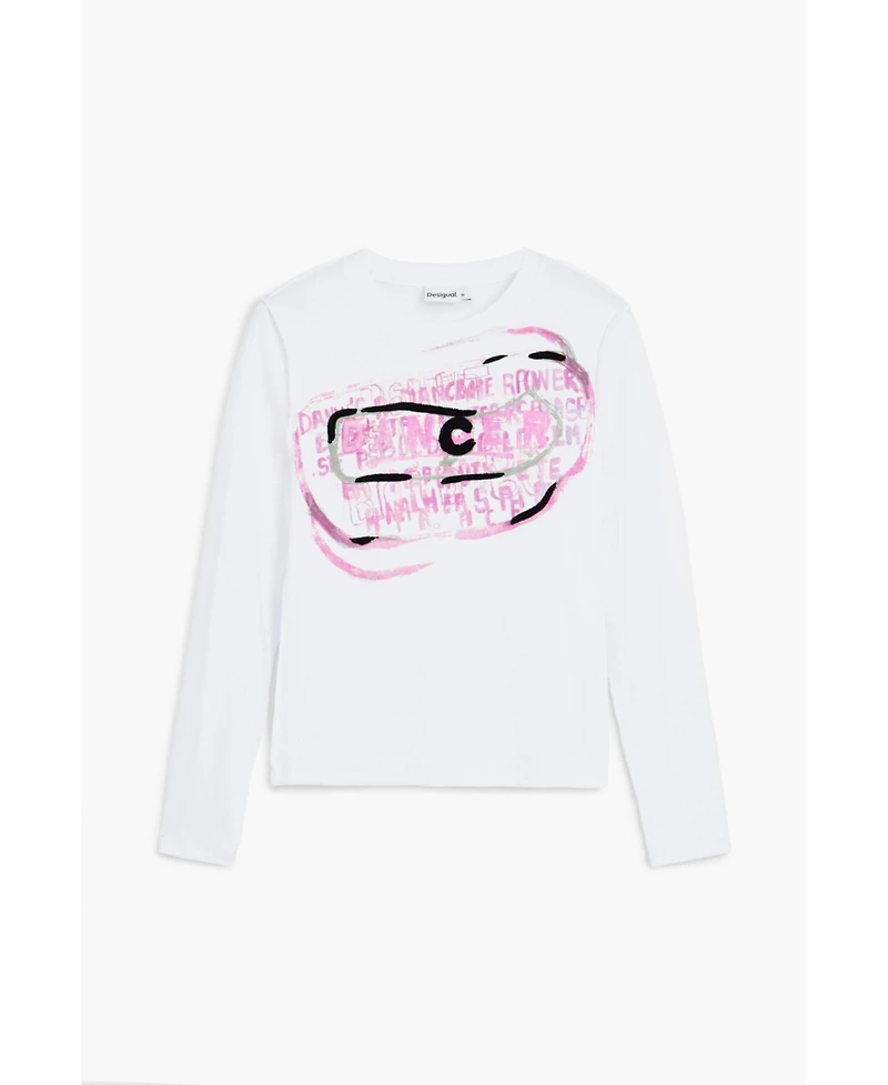 Desigual Women's Long-sleeve T-shirt with pink letters