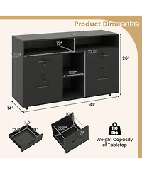 Costway File Cabinet with Lock 4 Drawers Fits Files A4/Letter Adjustable Shelf
