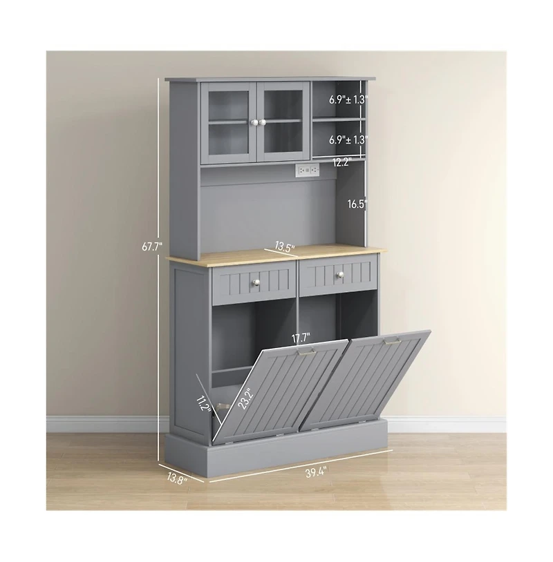 Slickblue Modern Kitchen Storage Cabinet with Doors and Shelves for Pantry and Dining Room Use