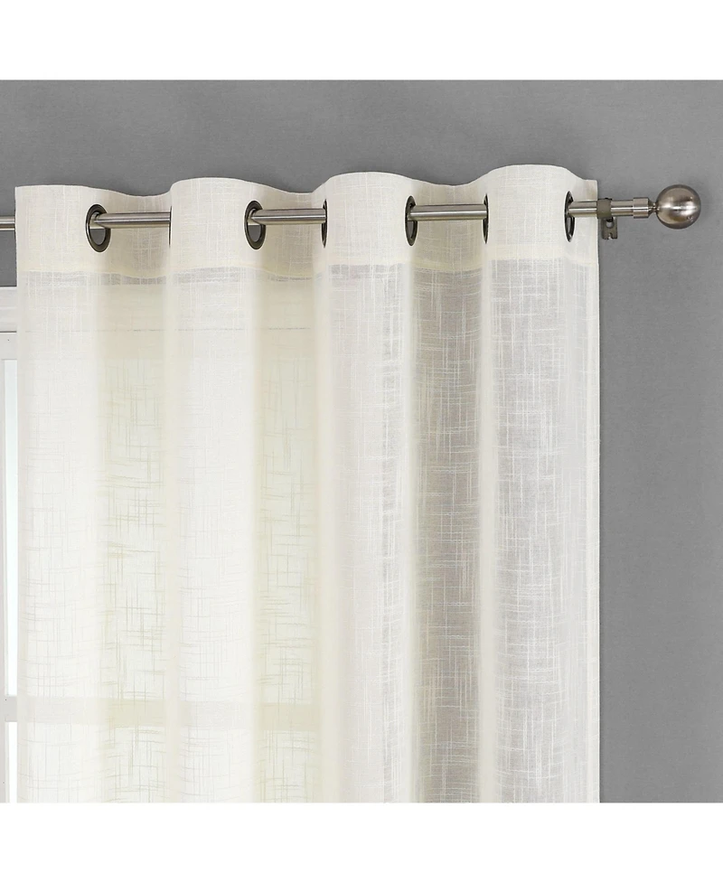 Kate Aurora 2 Pack Semi Sheer Linen Blend Grommet Top Window Curtains - 52 in. W x 84 L, Coral