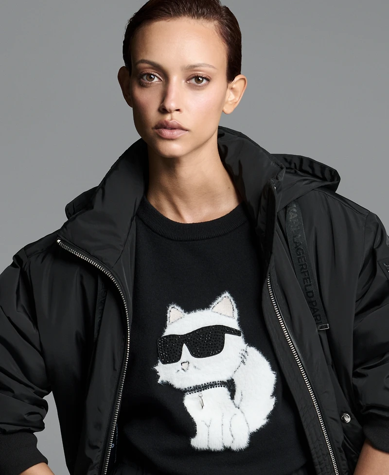 Karl Lagerfeld Paris Women's Cool Choupette Crewneck Sweater