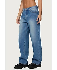 Edikted Women's Rorie Mid Rise Straight Leg Jeans