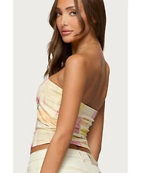 Edikted Womens Cicilla Vintage Mixed Print Tube Top