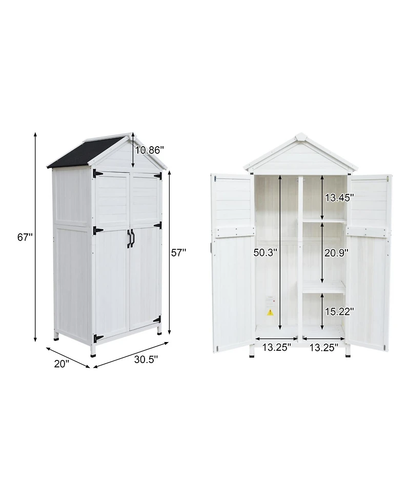 Streamdale Furniture 67" Fir Wood Storage Shed with Double Doors
