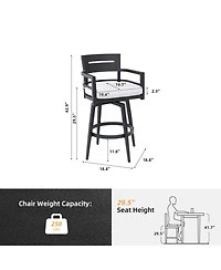 Streamdale Furniture Modern Outdoor Swivel Bar Chairs - Black Aluminum & Sunbrella