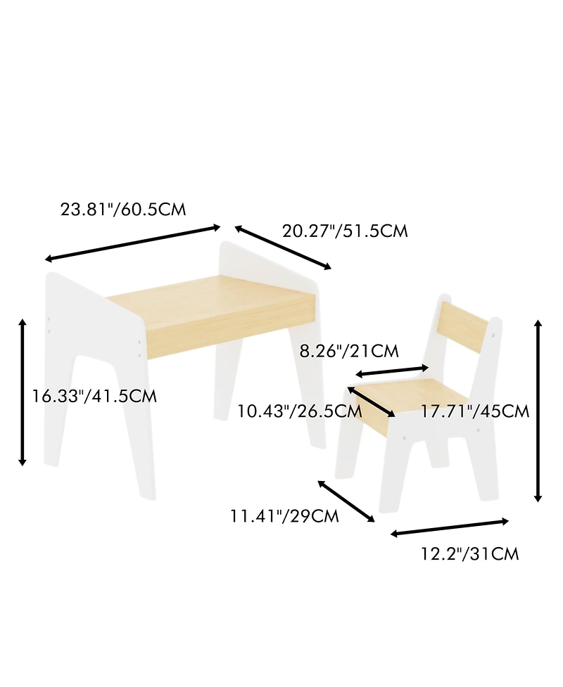 Streamdale Furniture Kids Table & Chair Set - White/Natural
