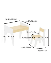 Streamdale Furniture Kids Table & Chair Set - White/Natural
