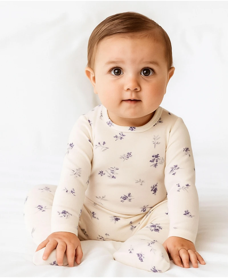 MeMoi Baby and Toddler Girls Floral Toile Footie