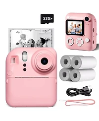 Kids Instant Print Camera with 32GB Card & 4 Rolls Paper, Dual-Lens 1080P Video Camera for Boys & Girls