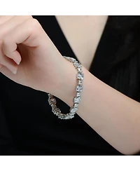 Genevive Sterling Silver White Gold Plated with Clear Cubic Zirconia Statement Bracelet