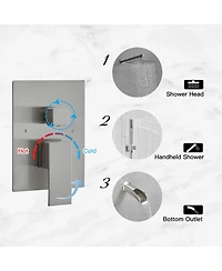 Greenspring 3-Spray Patterns With 2.5 Gpm 12 in. Showerhead Wall Mounted Dual Shower Heads Valve Brushed Nickel