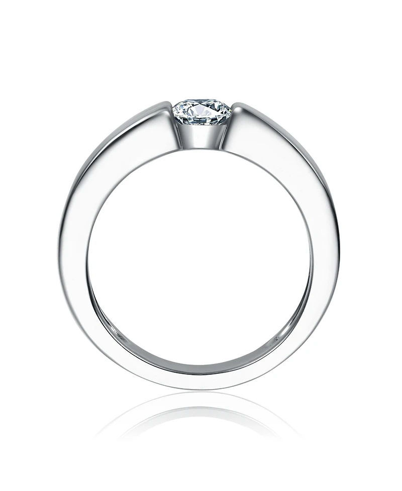 Rachel Glauber Two Tone with Clear Cubic Zirconia Band Ring