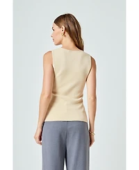 endless rose Women's Knit Buttoned Sleeveless Top