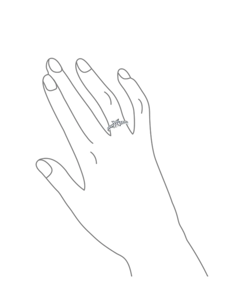 Bling Jewelry Classic Simple 1.5CT Square Cubic Zirconia Princess Cut Solitaire Promise Ring Sterling Silver Cz Side Stone Band