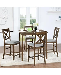 Casainc 5 Piece Square Counter Height Dining Table Set with Chairs for Small Space