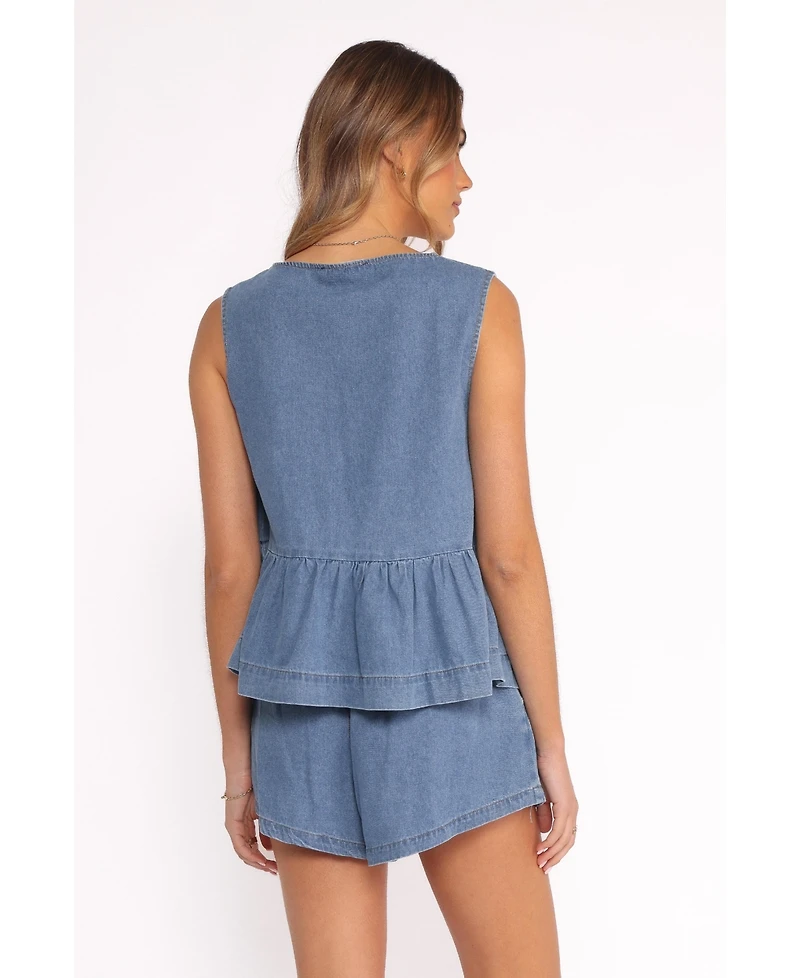 Petal and Pup Women's Graciana Denim Short Set - Blue