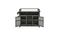 Slickblue Wicker Outdoor Grill Cart with Extended Table Top and Storage Cabinet