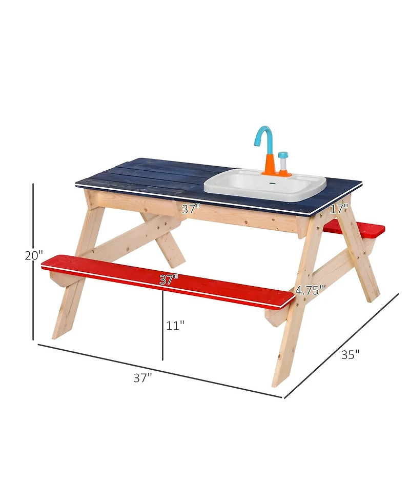 Kids Picnic Table Set with Built In Sandbox and Fun Kitchen Play Toys