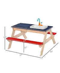 Kids Picnic Table Set with Built In Sandbox and Fun Kitchen Play Toys