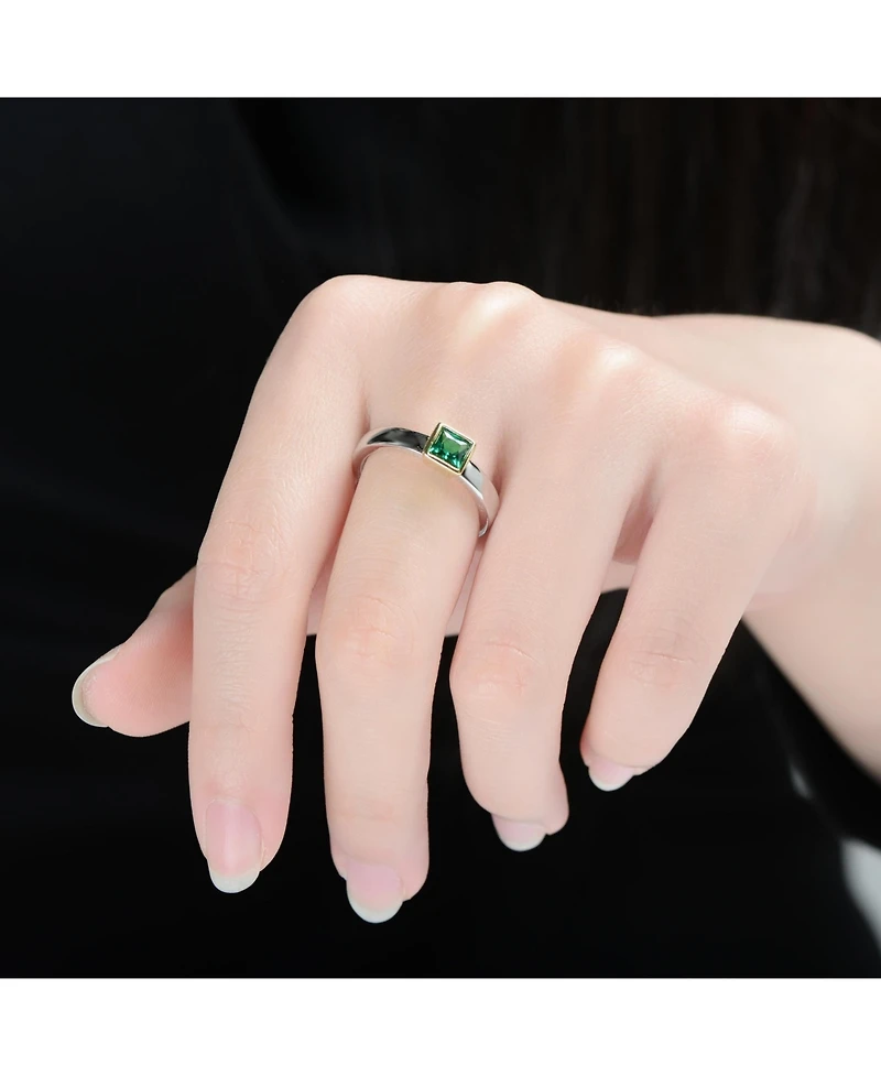 Rachel Glauber Two Tone with Colored Cubic Zirconia Ring