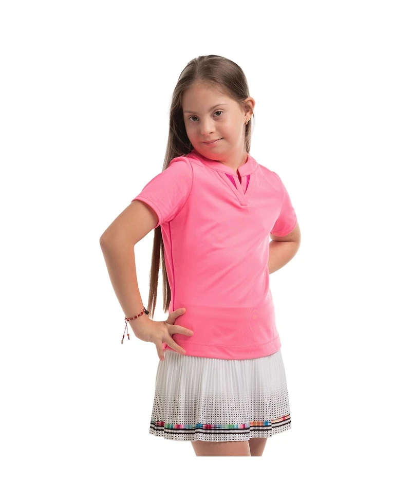 Lucky In Love Girls Double V Short Sleeve Golf Polo