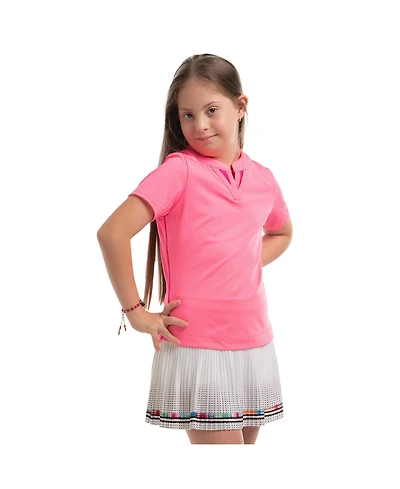 Lucky In Love Girls Double V Short Sleeve Golf Polo