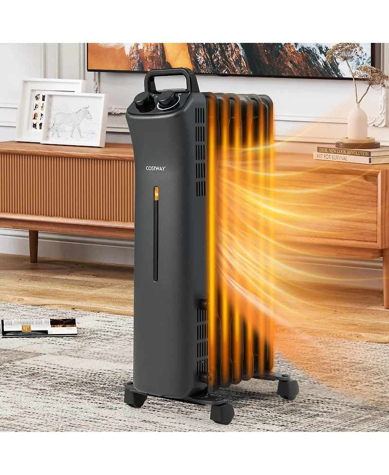 Costway 1500W Oil Filled Space Heater Electric Heater Adjustable Thermostat