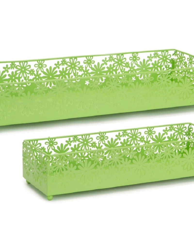 Metal Cut Out Daisy Tray Planter (Set of 2)