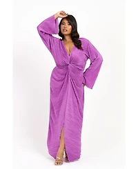 Fashion-szn Curve Women's Plisse Flare Sleeve Midaxi Dress