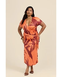 Fashion-szn Curve Plus Floral Wrap Jersey Midi Dress