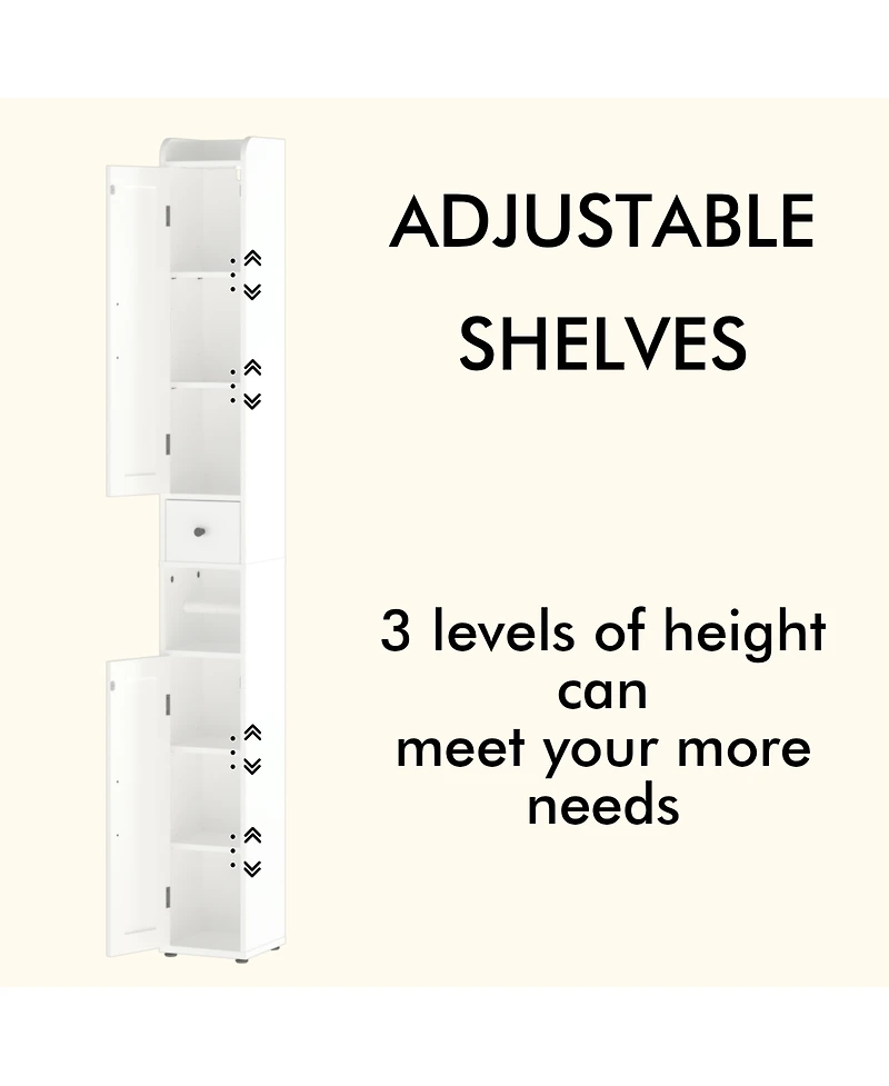 Casainc 67.51 in Slim Tall Bathroom Cabinet with Adjustable Shelves and 2 Doors