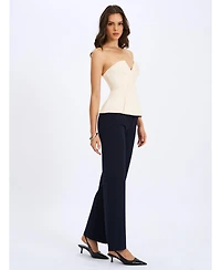 Miss Circle Women Yani Ivory Asymmetrical Lapel Sleeveless Peplum Top