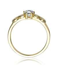 Rachel Glauber 14K Gold Plated with Clear Cubic Zirconia Heart Design Solitaire Ring