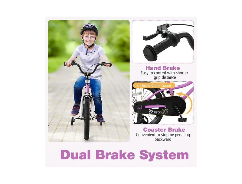 18-Inch Kids Training Bike with Dual Brakes