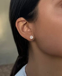 Adornia Rose Gold Cubic Zirconia Halo Square Cushion Stud Earrings