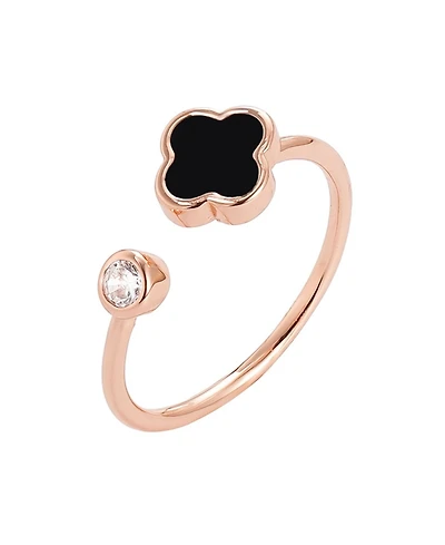 Adornia Rose Gold Adjustable Cubic Zirconia Clover Ring