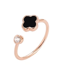 Adornia Rose Gold Adjustable Cubic Zirconia Clover Ring