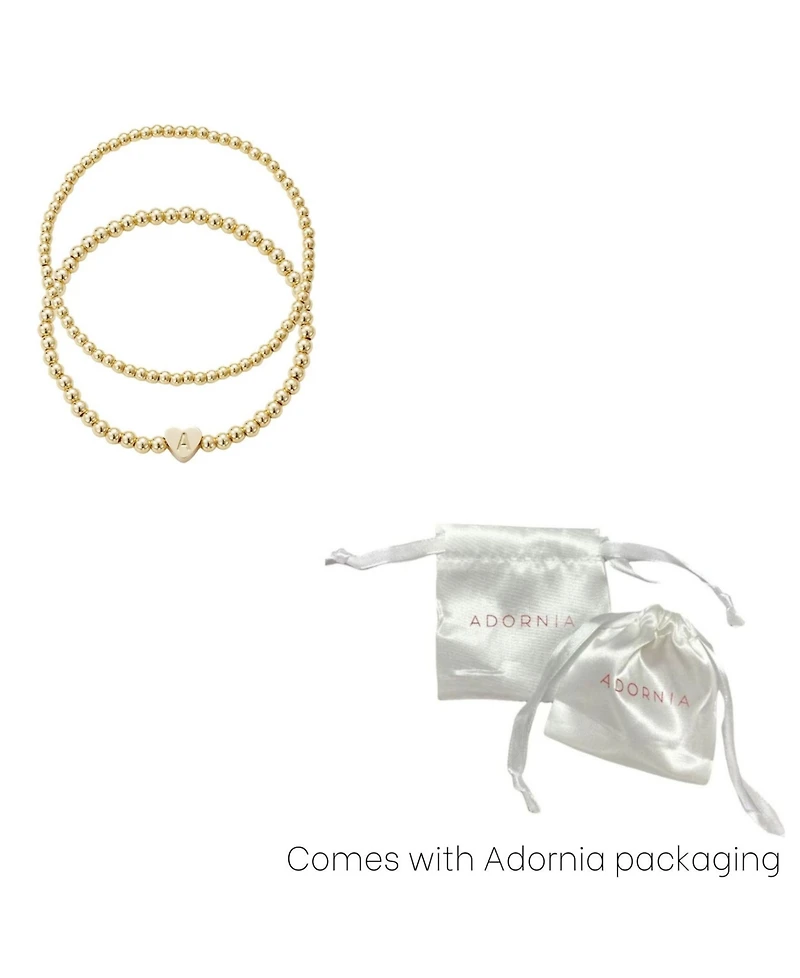Adornia Gold Ball Bead Initial Bracelet Set