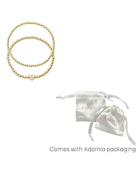 Adornia Gold Ball Bead Initial Bracelet Set