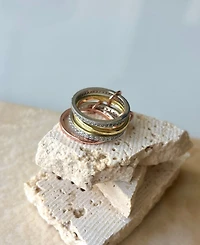 Adornia Mixed Metal Cubic Zirconia Connected 4-Piece Stack Ring