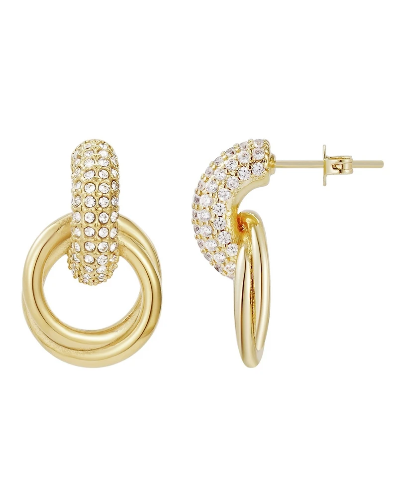 Adornia Tarnish Resistant Gold Crystal Doorknocker Earrings