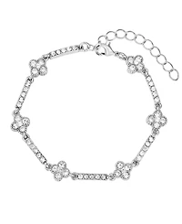 Adornia Silver Crystal Clover Tennis Bracelet