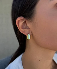 Adornia Gold Crystal and Plain Chunky Hoop Set