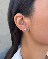 Adornia Silver Cubic Zirconia Flower-Shaped Halo Stud Earrings