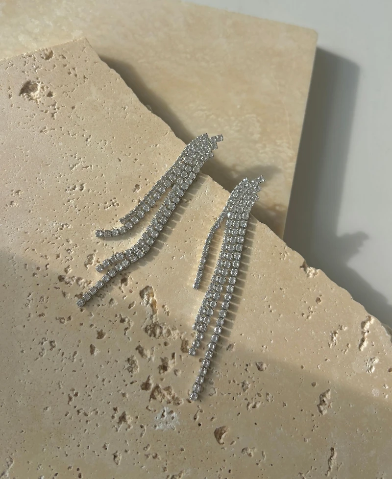 Adornia Silver Crystal Cascade Sweeper Earrings
