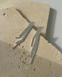 Adornia Silver Crystal Cascade Sweeper Earrings