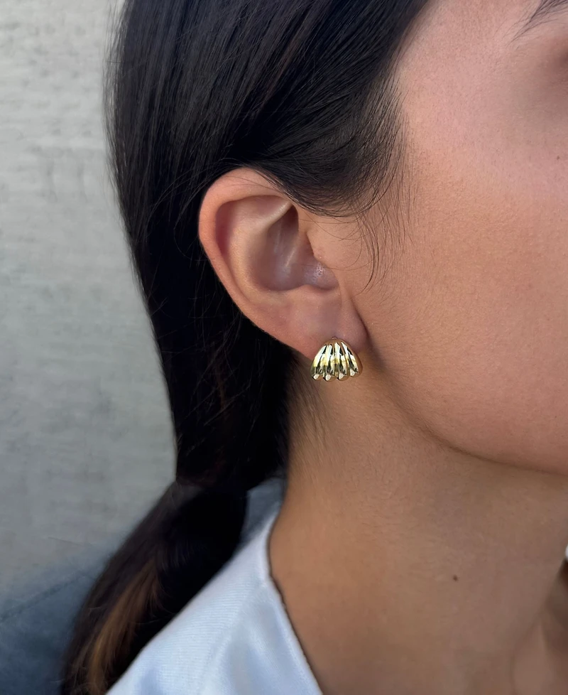 Adornia Gold Fluted Wrap Around Huggie Earrings