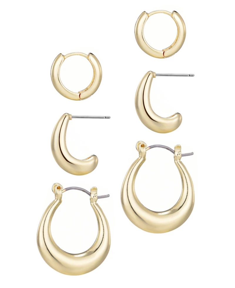 Adornia Gold Hoop Earrings Set
