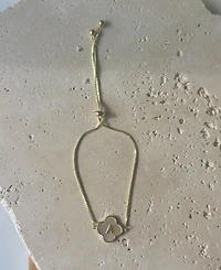 Adornia Gold Mother of Pearl Initial Clover Bolo Bracelet