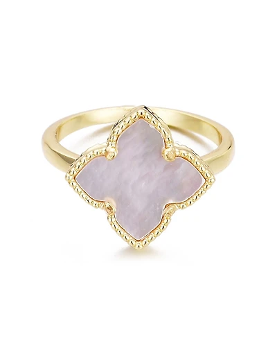 Adornia Gold White Mother of Pearl Flower Ring